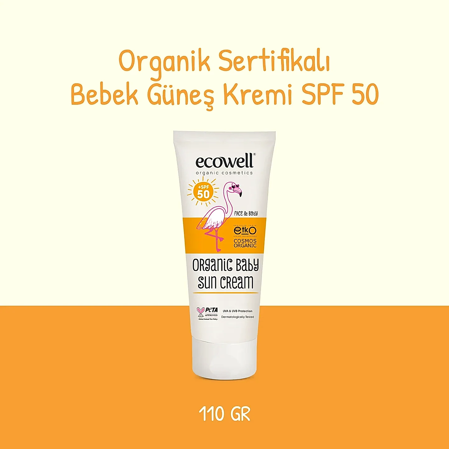 Sertifikalı Organik Bebek Güneş Kremi SPF 50 - 110 gr